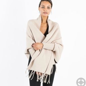 Modern citizen fringed open shawl sweater